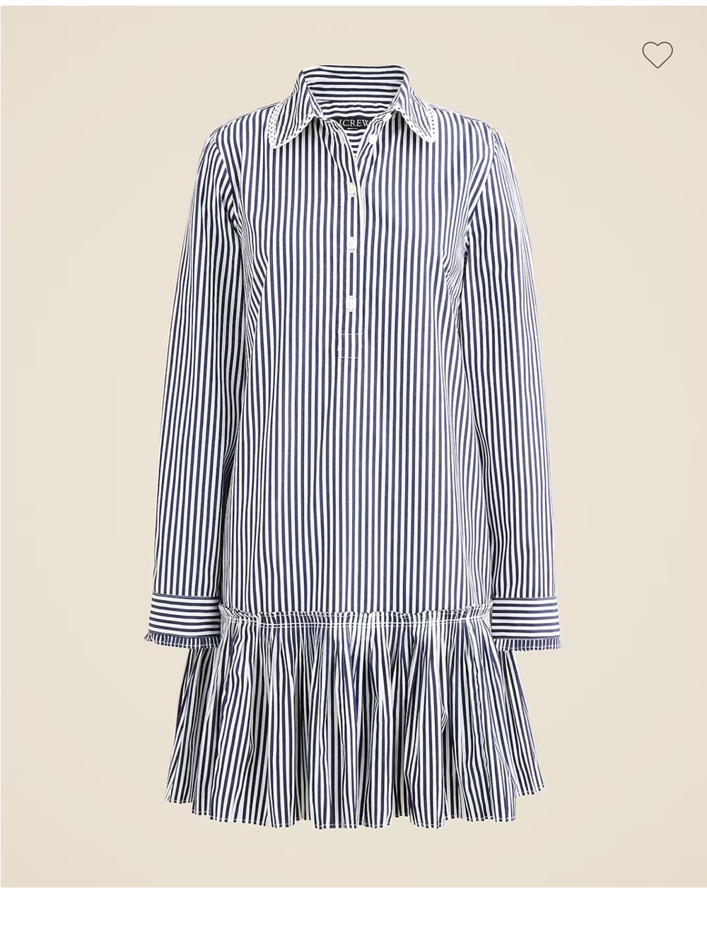 J. Crew Amelia Dress Navy and White Striped Ruffle Hem Shirt Dress